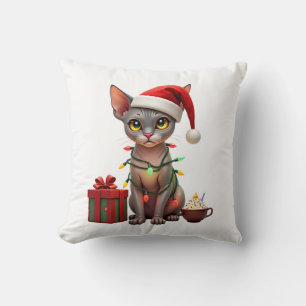 Pet Animal Lovers Cute Sphynx cat Reindeer Antlers Cushion
