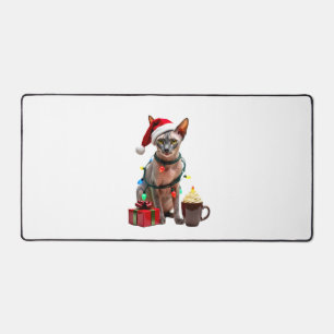 Pet Animal Lovers Cute Sphynx cat Reindeer Antlers Desk Mat