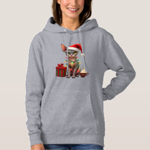 Pet Animal Lovers Cute Sphynx cat Reindeer Antlers Hoodie