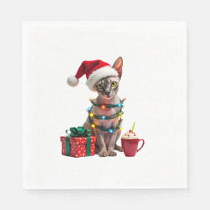 Pet Animal Lovers Cute Sphynx cat Reindeer Antlers Napkin
