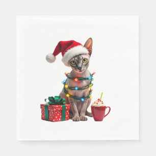 Pet Animal Lovers Cute Sphynx cat Reindeer Antlers Napkin