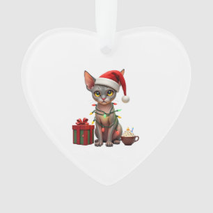 Pet Animal Lovers Cute Sphynx cat Reindeer Antlers Ornament