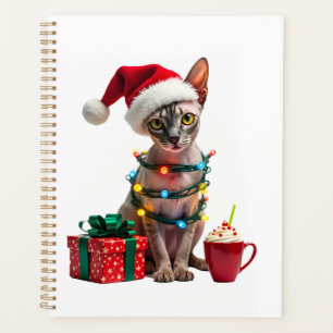 Pet Animal Lovers Cute Sphynx cat Reindeer Antlers Planner