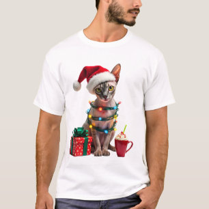 Pet Animal Lovers Cute Sphynx cat Reindeer Antlers T-Shirt