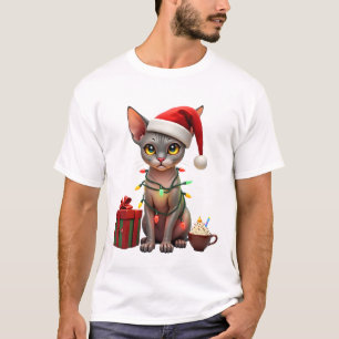 Pet Animal Lovers Cute Sphynx cat Reindeer Antlers T-Shirt