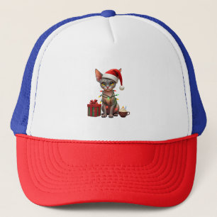 Pet Animal Lovers Cute Sphynx cat Reindeer Antlers Trucker Hat