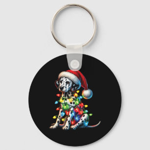 Pet Animal Lovers Dalmatian Dog Santa Hat Christma Key Ring