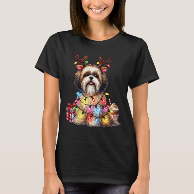 Pet Animal Lovers Shih Tzu Dogs Reindeer Antlers C T-Shirt (Front)