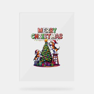 Pet Animal Lovers Xmas Beagle Dogs Decorating Chri Acrylic Sign