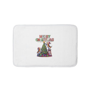Pet Animal Lovers Xmas Beagle Dogs Decorating Chri Bath Mat