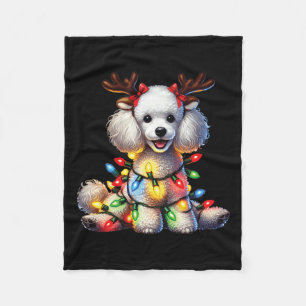 Pet Animal Lovers Xmas Poodle Dog Reindeer Christm Fleece Blanket