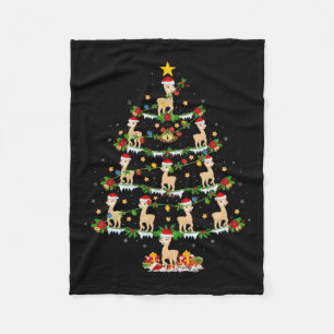 Pet Animal Xmas Lights Santa Alpaca Christmas Tree Fleece Blanket