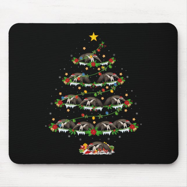 Pet Animal Xmas Lights Santa Anteater Christmas Tr Mouse Pad (Front)