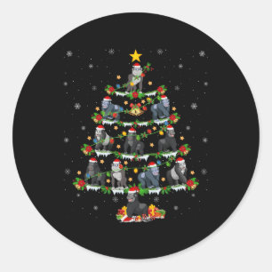 Pet Animal Xmas Lights Santa Gorilla Christmas Tre Classic Round Sticker