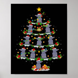 Pet Animal Xmas Lights Santa Mole Christmas Tree  Poster