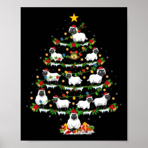 Pet Animal Xmas Lights Santa Sheep Christmas Tree Poster