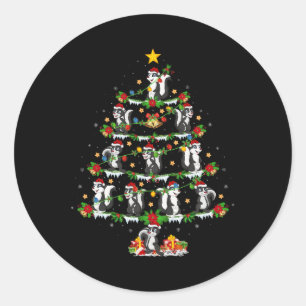 Pet Animal Xmas Lights Santa Skunks Christmas Tree Classic Round Sticker