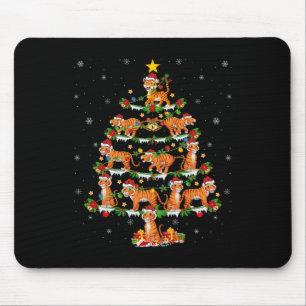 Pet Animal Xmas Lights Santa Tiger Christmas Tree  Mouse Pad
