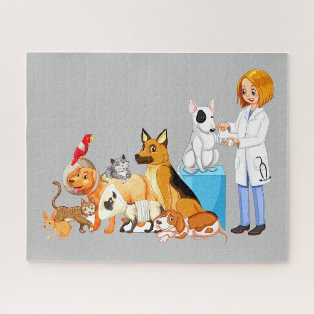 Pet animals with Veterinarian Jigsaw Puzzle (Horizontal)
