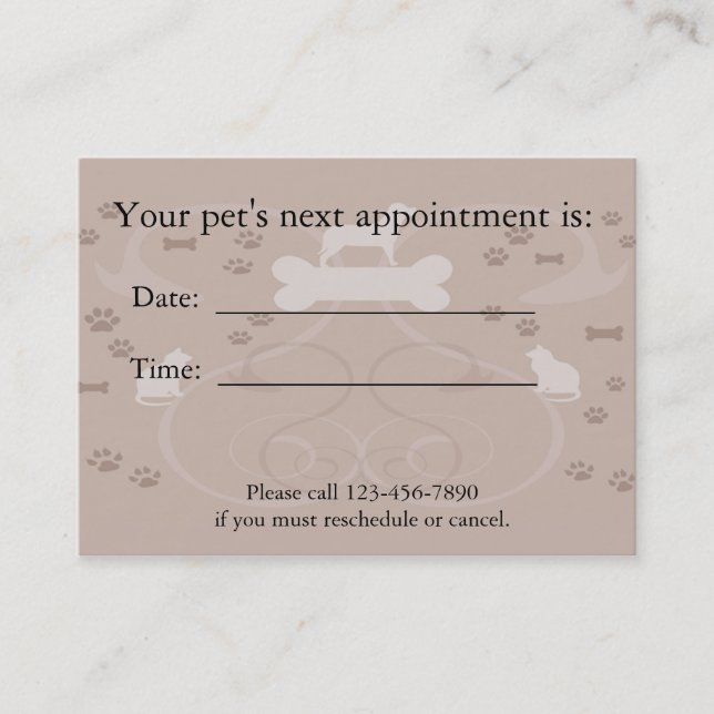 Pet  Appointment Card (Front)