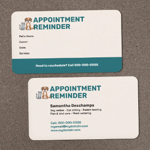 Pet Appointment Reminder Card
