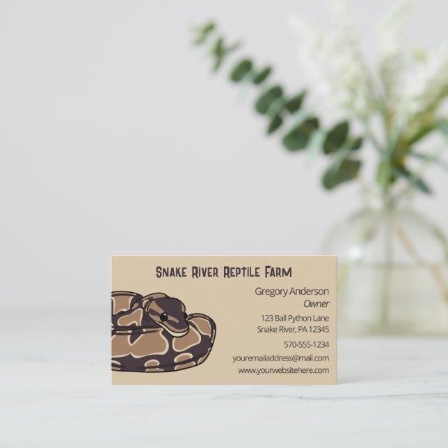 Pet Ball Python Snake Reptile Breeder Business Card (Standing Front)
