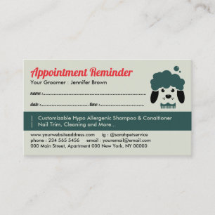 Pet Bath Spa Salon Appointment Remind Dog Groomer Business Card
