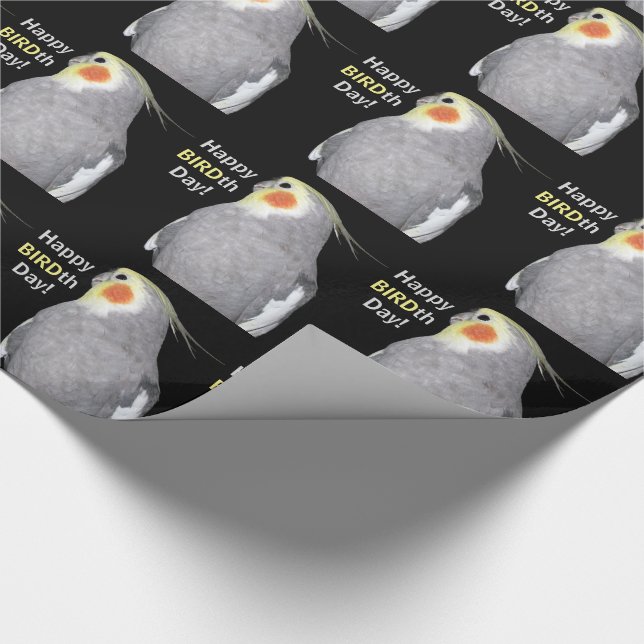 Pet Bird Cockatiel Photo Happy BIRDth Day Birthday Wrapping Paper (Corner)