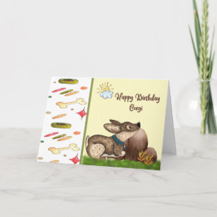 Pet Birthday Card for Corgi Dog.