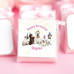 Pet Birthday Dog Celebration   Pink Square Sticker