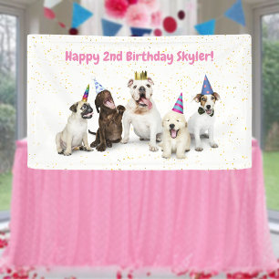Pet Birthday Dog Party Pink Banner