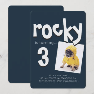 Pet Birthday Modern Cool Typography Invitation