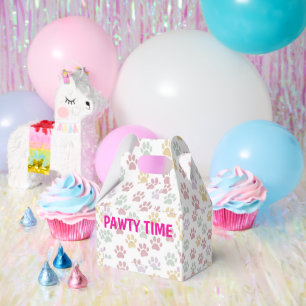 PET BIRTHDAY PARTY PAW PRINTS PAWTY TIME FAVOUR BOX