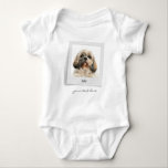 Pet Birthday Photo Frame Personalised Dog Baby Bodysuit<br><div class="desc">Add your pet's photo and a name to personalise this cute bodysuit to make a unique one for the holidays and for the family. For further customisation, use the "Customise it" button nested under the "Personalise" link above and use our design tool to modify this template and adjust your photo....</div>