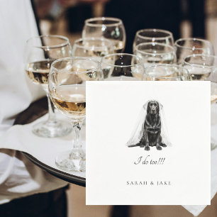 Pet Black Lab in Wedding Veil Wedding Napkins