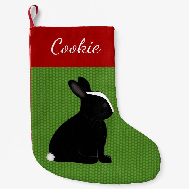 Pet Black Rabbit Personalised Christmas Small Christmas Stocking (Front)
