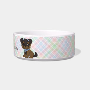 Pet Blue Yorkie Dog water bowl or Food Dish