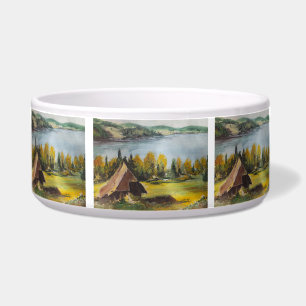 Pet Bowl Ann Hayes Painting Chalet On The Lake