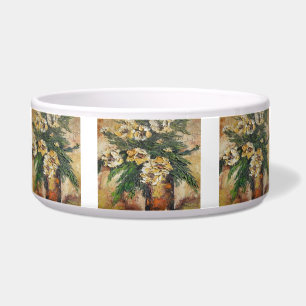 Pet Bowl Ann Hayes Painting Yellow Flowers