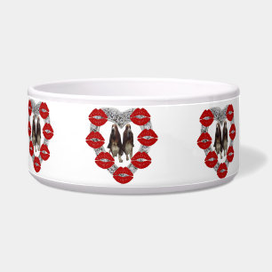 Pet Bowl Basset Hounds Diamond With Kisses