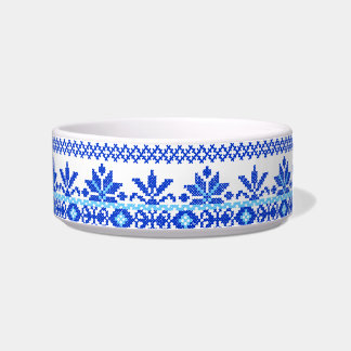 Pet Bowl Blue on Blue Cross Stitch Ukrainian