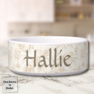 Pet Bowl - Ivory Botanical, Personalized 