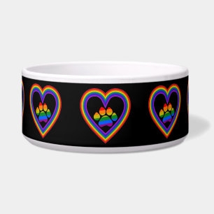 Pet Bowl Rainbow Heart With Rainbow Paw