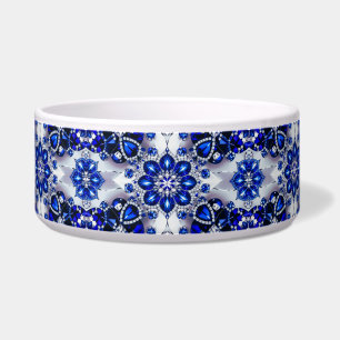 Pet Bowl with Blue White Colours Abstract Design