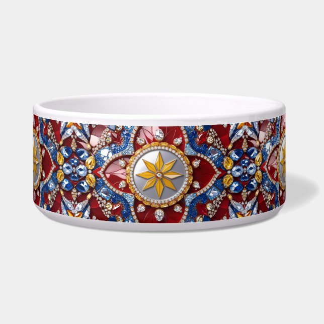 Pet Bowl with Colombian Colours Abstract Design (Front)