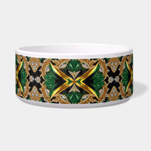 Pet Bowl with Jamaican Colours Abstract Design