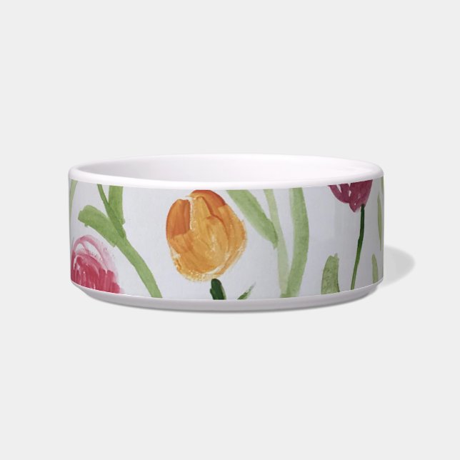 Pet bowl with pretty floral design (Front)