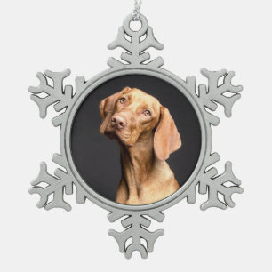 Pet Brown Beagle Dog Snowflake Pewter Christmas Ornament