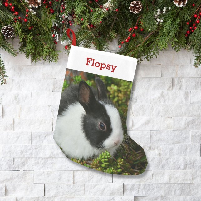 Pet Bunny Lover Rabbit Photo and Name Personalised Small Christmas Stocking (Creator Uploaded)