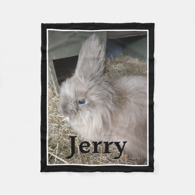 Pet Bunny Memorial Single Photo and Name Fleece Blanket (Front)